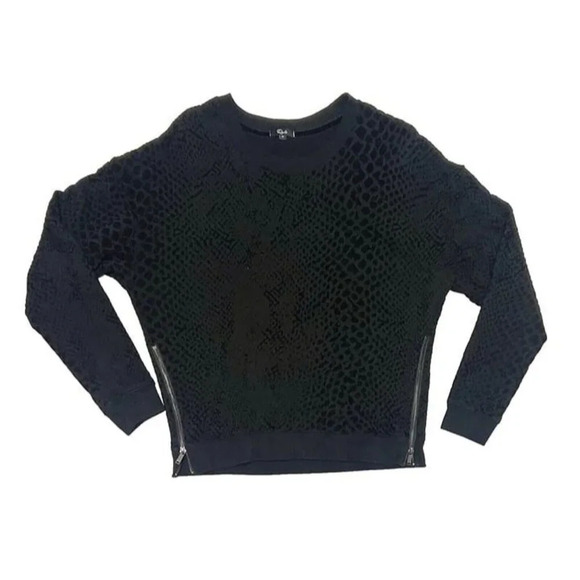 MED - RAILS - Textured Marlo Black Flocked Cobra Sweater Velvet Animal Print‎ - Picture 2 of 7
